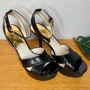 Michael Kors Black Patent Gideon Sandal Heels